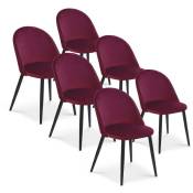 Intensedeco - Lot de 6 chaises Cecilia velours Rouge pieds noirs - Rouge