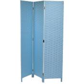 Iperbriko - Paravent en polyester 3 panneaux bleu 40x175