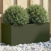 Jardinière vert olive 62x30x29 cm acier laminé à