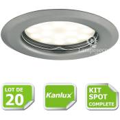 Kit complete de 20 Spots encastrable chrome mat marque Kanlux avec GU10 led 5W Blanc Chaud