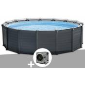Kit piscine tubulaire Intex Graphite ronde 4,78 x 1,24 m + Pompe à chaleur
