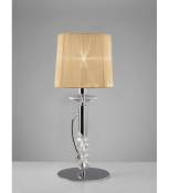 Lampe de Table Tiffany 1+1 Ampoule E14+G9, chrome poli avec Abat jour bronze & cristal transaparent