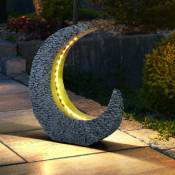 Lampes solaires de décoration de jardin pour l'extérieur Décoration de table table de jardin Lampe, aspect pierre de croissant de lune gris or, led
