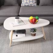 LARAS Table basse ovale scandinave - Couleur: Blanc
