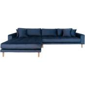 Lido Sofa, Canapé, Chaise longue orientée à gauche en velours, bleu foncé.