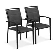 Lot de 2 fauteuils noir en aluminium et textilène