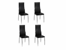 Lot de 4 chaises de salle à manger cuisine design ergonomique synthétique noir cds021827