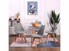 Lot de 4 chaises design contemporain nordique scandinave -tulipe chaises- pieds en bois de hêtre massif - gris