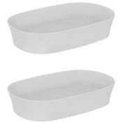 Lot de deux vasques ovales 60x38 cm Ipalyss sans bonde blanc - non renseignable - Ideal Standard