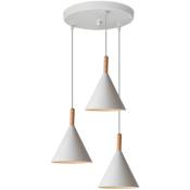 Lustre suspension créativité industrielle minimaliste moderne E27 lustre décoratif 3 lumières cuisine restaurant (gris) - Blanc