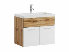 Meuble de salle de bain de montreal 01 60 cm lavabo chene avec blanc - armoire de rangement meuble lavabo evier meubles