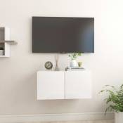 Meuble tv suspendu Blanc brillant 60x30x30 cm