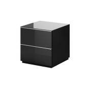 Meublorama - Petit Meuble tv ou meuble d'appoint 50cm collection zante avec 2 tiroirs. Couleur noir brillant pailleté - Noir