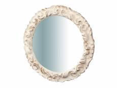 Miroir, miroir mural rond, à accrocher au mur horizontal vertical, shabby chic, maquillage, salle de bain, cadre au fini blanc antique, l40xp3xh40 cm.