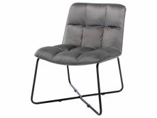 Molto - fauteuil vintage velours gris pieds métal noir