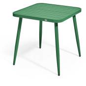 Oviala - Table de jardin carrée en aluminium vert