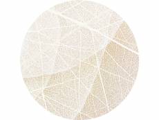 Papier peint panoramique rond adhésif feuilles beige et blanc - 601155 - ø 140 cm 601155