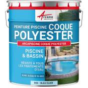 Peinture Piscine Coque Polyester - Peinture hydrofuge / imperméabilisante piscine et bassin - 5 kg (jusqu'à 15m² pour 2 couches) Bleu Clair Arcane