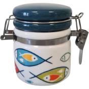 Petit pot hermétique à sel en Faïence avec cuillère en bois