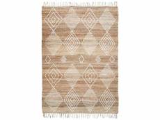 Primi losanges - tapis en chanvre avec motifs losanges en laine épaisse naturel 120x170