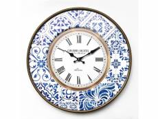 Rebecca mobili horloge décorative metal blanc bleu analogique 50x50x4,5 RE6383