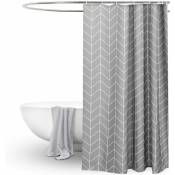Rideau de douche motif géométrique gris rideau de bain lavable hydrofuge anti-moisissure avec crochets (180x180cm), Ensoleillé