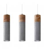 Suspension Zane Bar Bois,béton Bois gris,naturel 3 ampoules 120cm