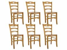 Suzy - lot de 6 chaises teinté chêne et assises en bois