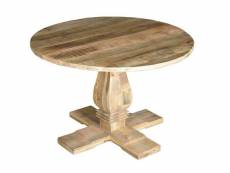 Table à manger ronde en bois de manguier coloris naturel