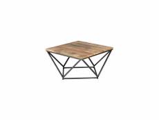 Table basse carré 95 cm en bois et acier - dalbergia