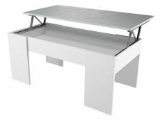 Table basse relevable avec rangement bois mélaminé blanc et gris doppy 100 cm ARKHAMBCBT