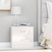 Table de chevet Blanc brillant 40 x 30 x 40 cm Aggloméré - Fimei