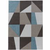 Tapis motifs patchwork vintage bleu 160x230cm