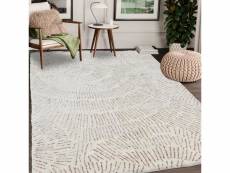 Tapis salon 120x170 pissenlit ecru tapis en laine dessin en relief