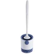 Tendance - brosse wc tpr pp a poser ou adhesive avec socle recuperateur d eau - blanc bleu