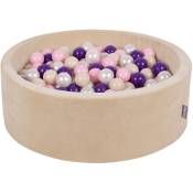 Velours Piscine à Balles 90X30cm/200 Balles ∅ 7Cm Pour Bébé Rond Fabriqué En ue, Beige Sableux: Beige Pastel/Rose Poudré/Perle/Violet - beige