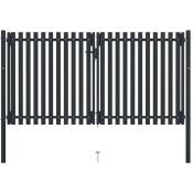 Vidaxl - Portail de clôture à double porte Acier 306x200 cm Anthracite n/a