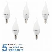 5 ampoules led E14 flame 4W 30 w V-tac bulb lamp WIND-Natural