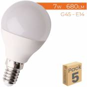 Ampoule led G45 E14 7W 680LM Blanc chaud 3000K - Pack