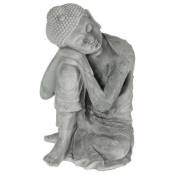 Atmosphera - Statuette en Ciment Bouddha Assis 36cm Gris