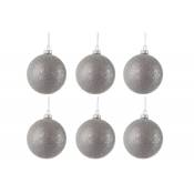 Boite de 6 boules de Noël en verre gris 8x8x8 cm