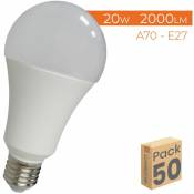 Bombilla LED A70 E27 20W 2000LM | Blanc froid 6500K - Pack 50 pcs. - Blanc froid 6500K