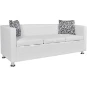 Canapé à 3 places confortable Canapé Sofa de salon - Cuir synthétique Blanc vidaXL