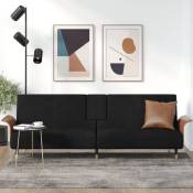 Canapé-lit avec porte-gobelets noir velours - Noir - The Living Store