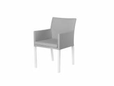 Chaise à accoudoirs tissu gris-aluminium - belitung - l 54 x l 62 x h 84 cm - neuf