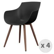 Chaise Coque Noire, pieds métal noyer (x4)