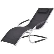 Chaise longue avec oreiller Aluminium et textilène Noir Vidaxl Black