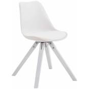 Chaise moderne avec des pattes blanches carrées et assise dans différentes couleurs comme colore : Blanc