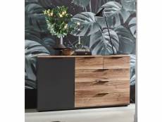 Commode meuble de rangement coloris imitation chêne flagstaff/graphite - longueur 130 x hauteur 90 x profondeur 41 cm