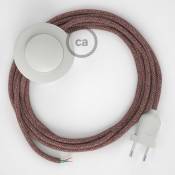 Cordon pour lampadaire, câble RS83 Coton et Lin Naturel Rouge 3 m. Choisissez la couleur de la fiche et de l'interrupteur! | Blanc